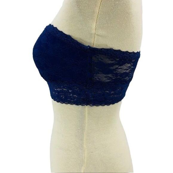 Victoria's Secret PINK Navy Blue Lace Bandeau Wire Free Medium - Picture 3 of 9
